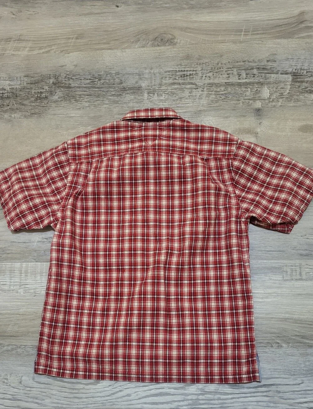 🩷Y2K Boys Tommy Hilfiger Red &White Plaid Short-Sleeve Size 7Y